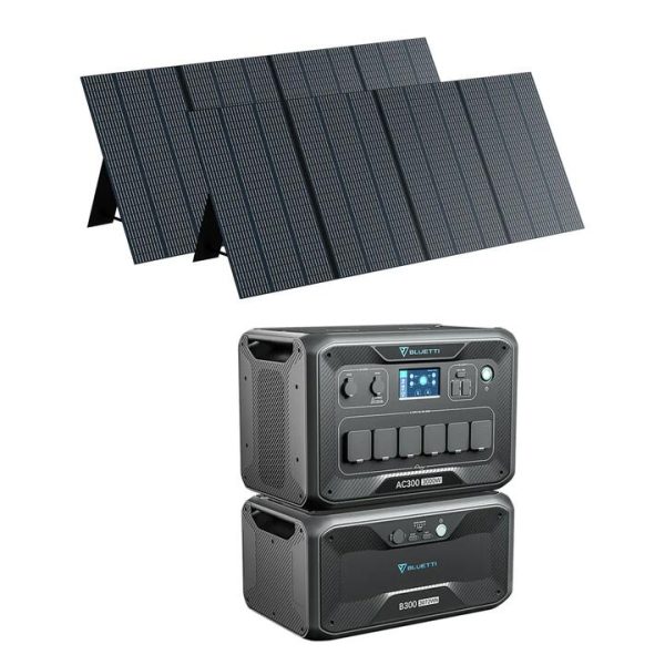BLUETTI AC300 + 1*B300 + Solar Panels | Solar Generator Kit, AC300+1*B300+2*PV350 | 3000W, 3072Wh, 700W Solar Kit