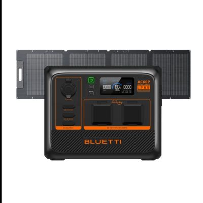 BLUETTI AC60P Portable Power Station | 600W 504Wh, AC60P+PV120D | 600W, 504Wh, 120W Solar Kit