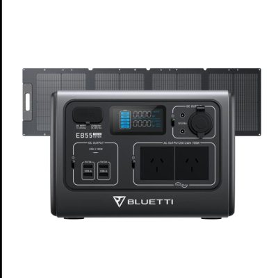BLUETTI EB55 + Solar Panels | Solar Generator Kit, EB55+PV120D | 700W, 537Wh, 120W Solar Kit