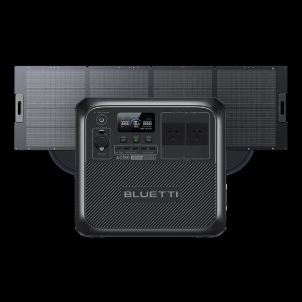 BLUETTI AC180 Portable Power Station | 1,800W 1,152Wh, AC180+PV350D | 1800W, 1152Wh, 350W Solar Kit