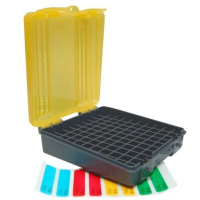 Plano Sturdy Hard Plastic Ammo Box 100 Rounds - Fitted For 9mm .380 Auto Transparent Amber Lid #pl122400