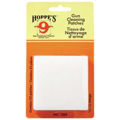 Hoppes Guncare Cleaner Gun Cleaning Synthetic Cotton Patches Ultra-absorbent - 12-20 Gauge 25 Packs #hp1205