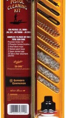 Outers High Quality Gun Cleaner Universal Pistol Cleaning Kit Clam Pack - Brass .22 - .45 Cal #out46410
