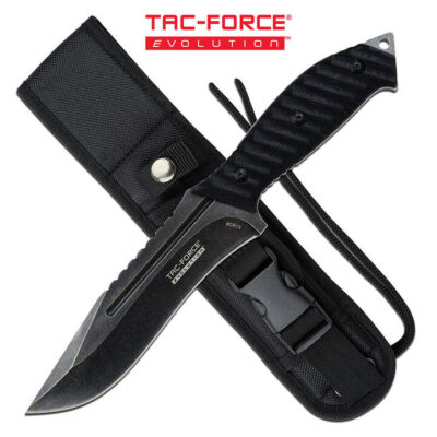 Tac-force 10.5 Inch Evolution Clip Point Fixed Blade Knife - W Nylon Sheath #tfe-fix003-bk
