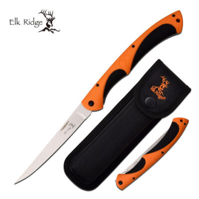 Elk Ridge 12.75 Inch Hunting Outdoor Fillet Folding Knife - Orange #er-935f