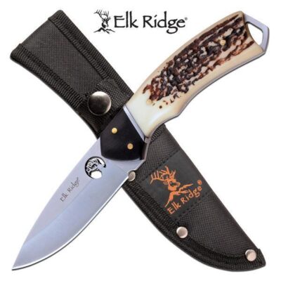 Elk Ridge 203mm Overall Jigged Bone Handle Knife - W Black Nylon Sheath #er-200-21jb
