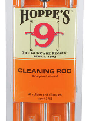 Hoppes Benchrest Stainless Steel Cleaning Rod 3 Pc Universal Rifle Shotgun - 33 Inches T-handle #hp3pss