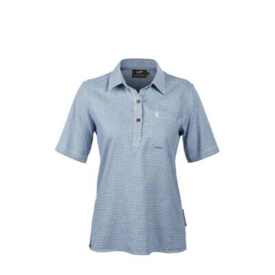 Hunters Element Realm Shirt Womens Short Sleeves - True Navy/white Plaid #he124984