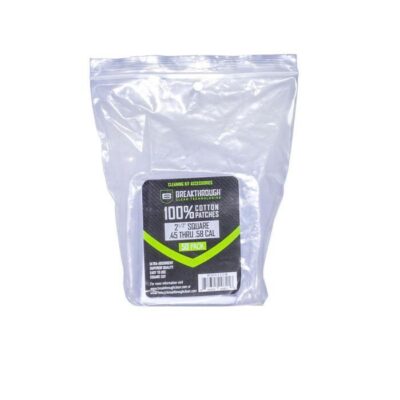 Breakthrough Clean Technologies Cotton Patches - 2.5" Square, .45 Thru .58 Caliber, 50-pack W/ Plastic Tray #btcps21250