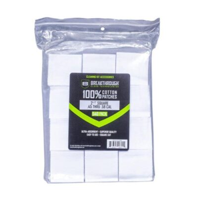 Breakthrough Clean Technologies Cotton Patches - 2.5" Square, .45 Thru .58 Caliber, 540-pack W/ Plastic Tray #btcps212540