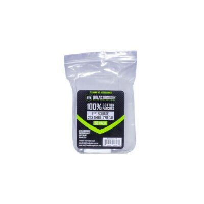 Breakthrough Clean Technologies Cotton Patches - 1.5" Square, 243 Thru 270 Caliber, 50-pack W/ Plastic Tray #btcps11250