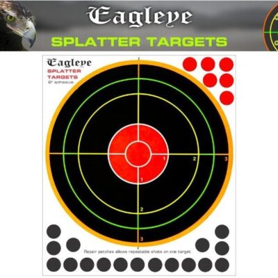 Eagleye 5 Pack Splatter Shooting Paper Targerts 8 Inch Adhesive - With 23 Repair Patches #eet8a-5