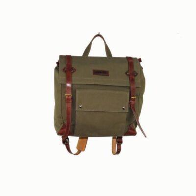 Beretta Canvas & Leather Shooting Gear Backpack - Green&bro #bsg6-2752-070m
