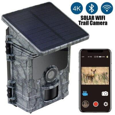 Gerber 4k Solar Wifi Trail Camera | 30mp Wildlife Hunting Camera With Integrated Solar Panel, Bluetooth App Control