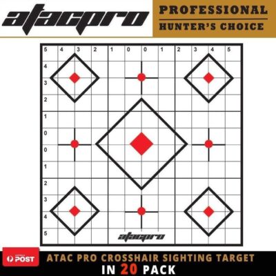 Atac Pro 100yard Crosshair Sighting Targets Range Shooting Rifle Target 20pk
