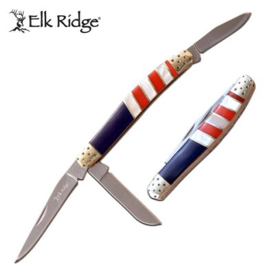 Elk Ridge Stockman Fine Edge Blade Pocket Knife - 3 Blades Acrylic Handle #er-953af