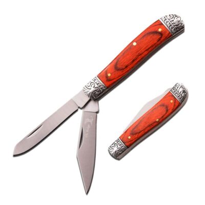 Elk Ridge Twin Blade Clip Point Gentleman's Knife - Red 3.5 Inch When Closed #er-220db