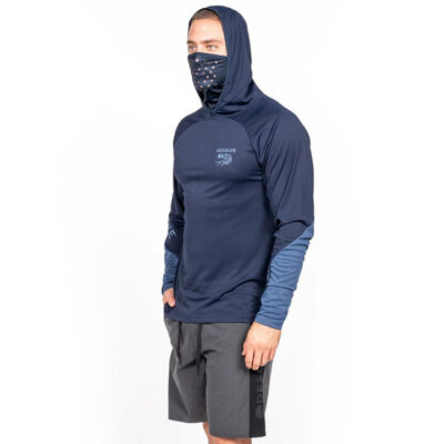 Desolve Stripey Fish Face Hoodie Made From 19 Recycled Plastic Bottles - Navy #dsv125152