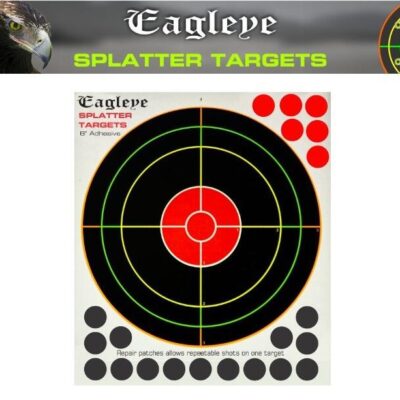 Eagleye 10 Pack Splatter Shooting Paper Targerts 6 Inch Adhesive - With 21 Repair Patches #eet6a-10