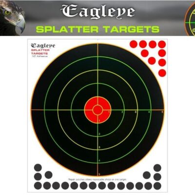 Eagleye 20 Pack Splatter Shooting Paper Targerts 10 Inch Adhesive - With 29 Repair Dots #eet10a-20