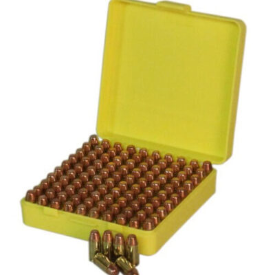 Max-comp Ammo Box Sml Pistol 100rnd Yellow Fits 9mm Etc #ptab001